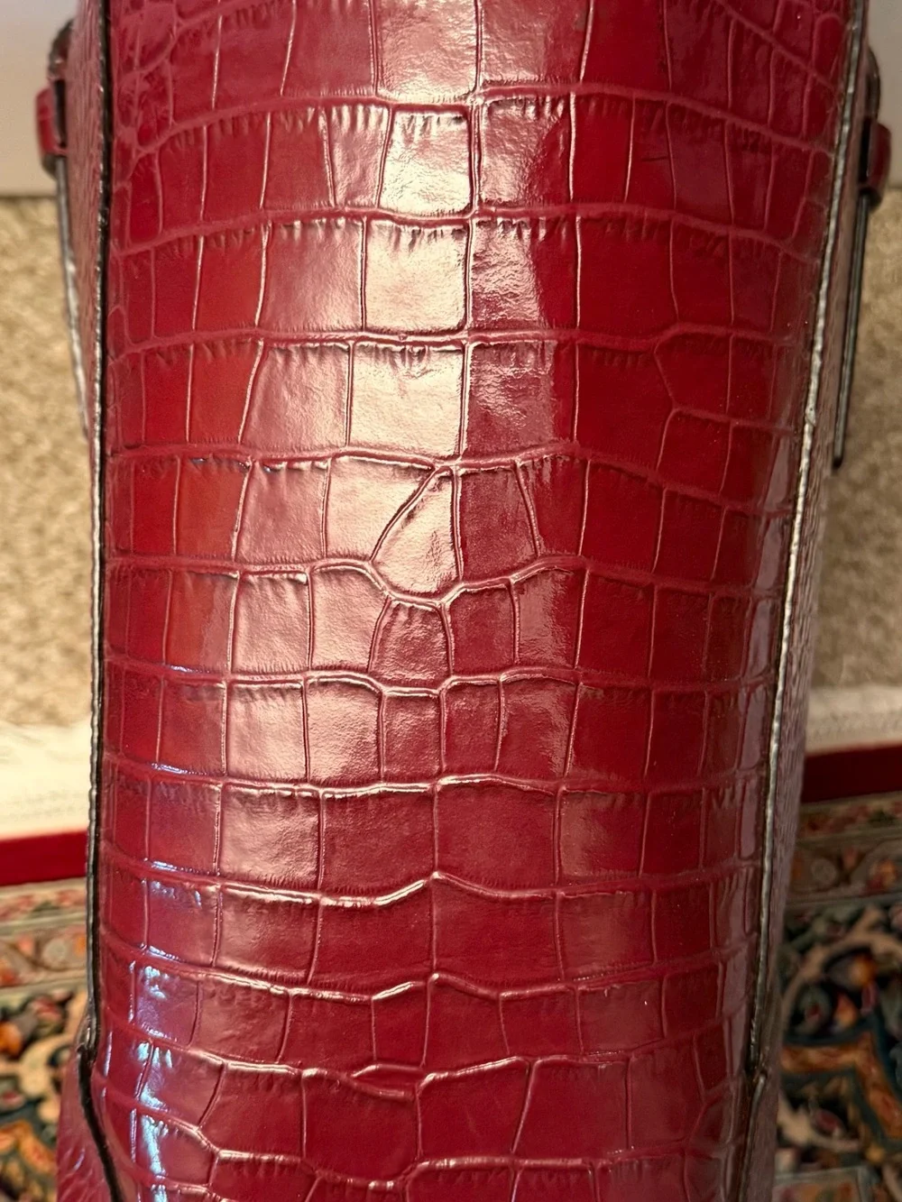 Kate Spade New York Croc Embossed Leather Tote | Deep Red | Large Work Bag